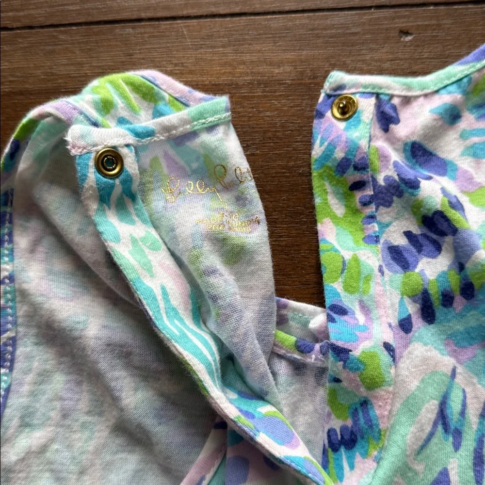 Size L (8-10) Lilly Pulitzer Girls Sleeveless Vala Jumpsuit Shell Of A Party